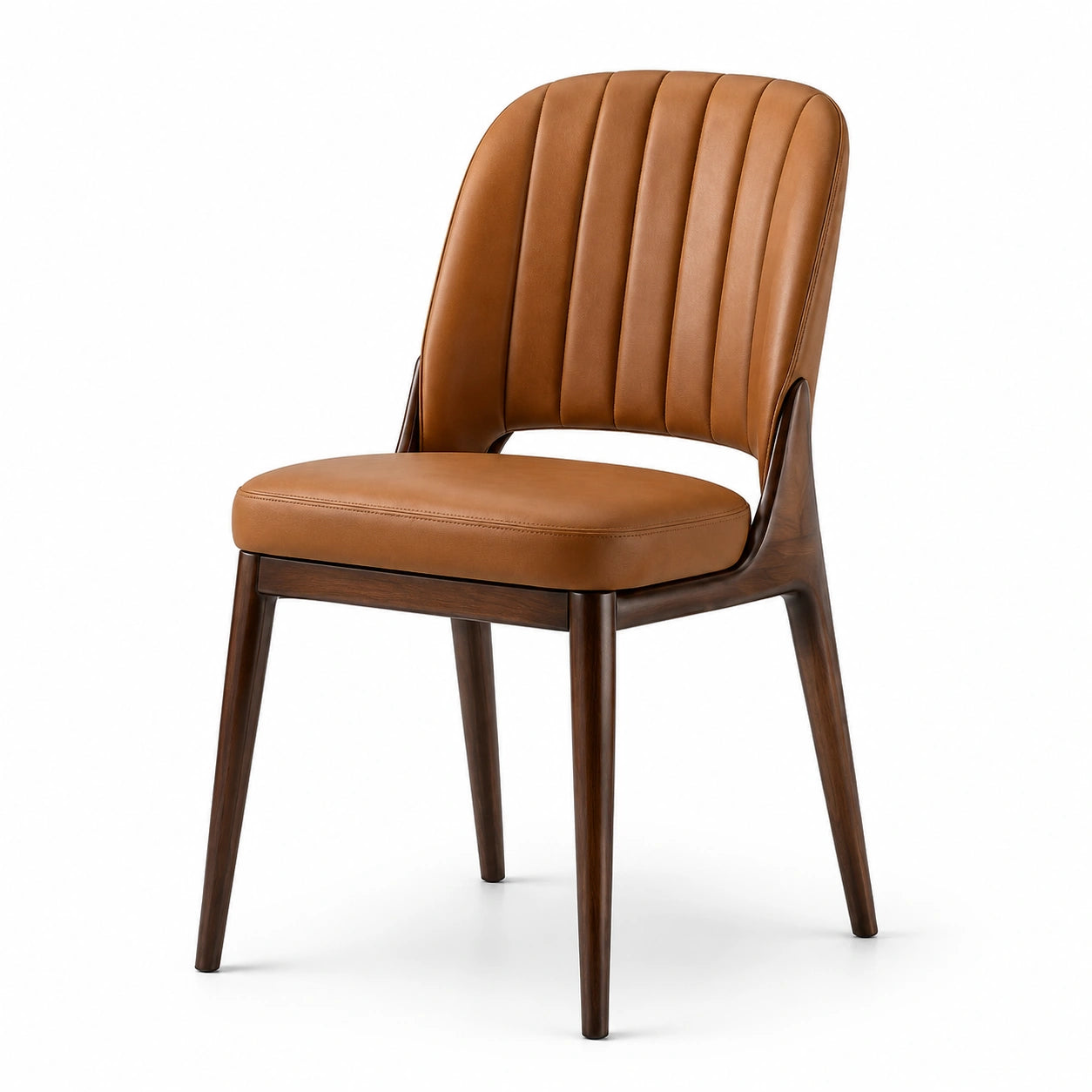 Esszimmerstuhl Leder Braun mit Holzgestell