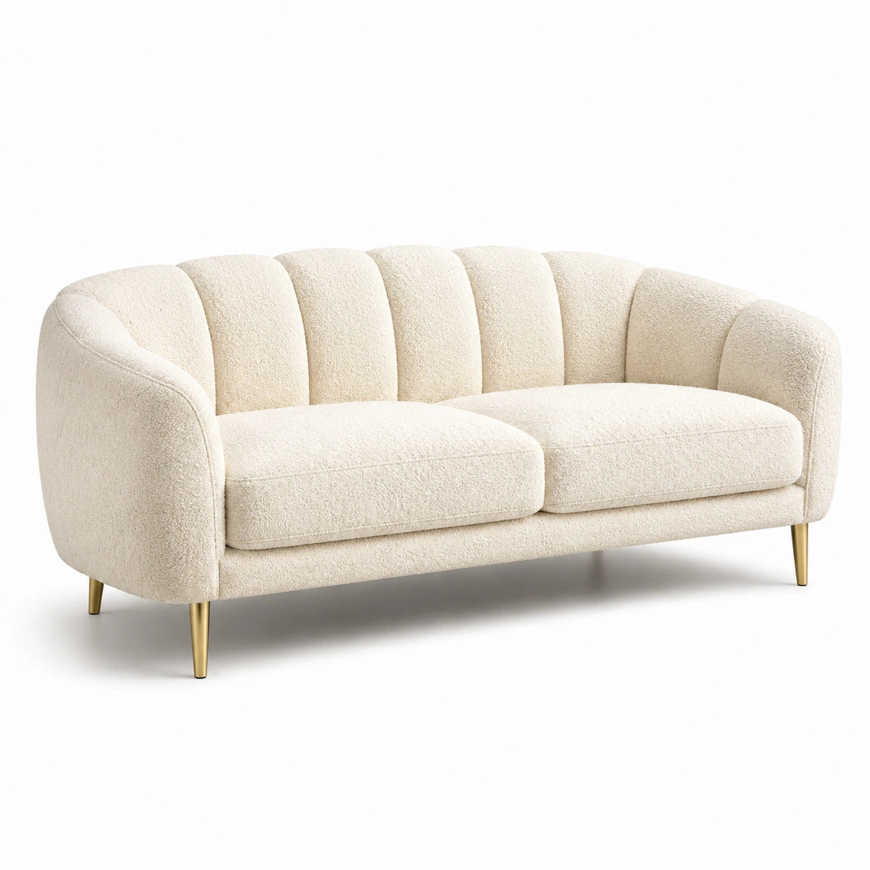 3-Sitzer Sofa Bouclé Stoff Metallbeine Creme 210cm