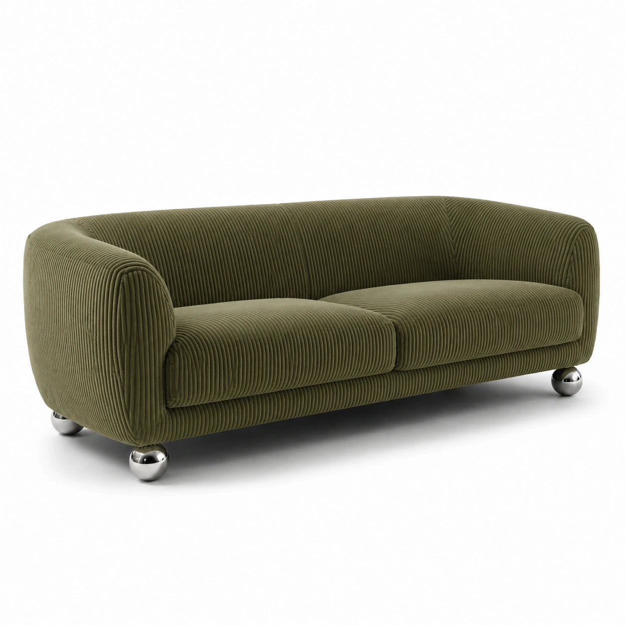 3-Sitzer Sofa Cord Metallfüße Grün 200cm