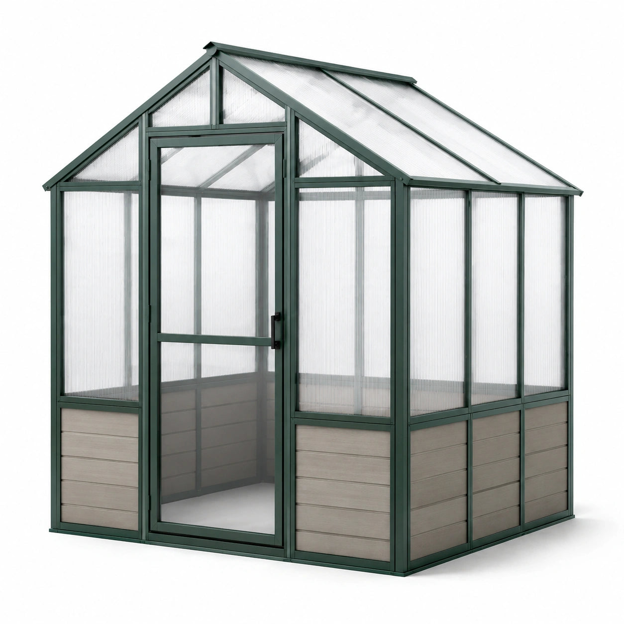 Gewächshaus aus Polycarbonat und Aluminium Grün 190x185x125cm