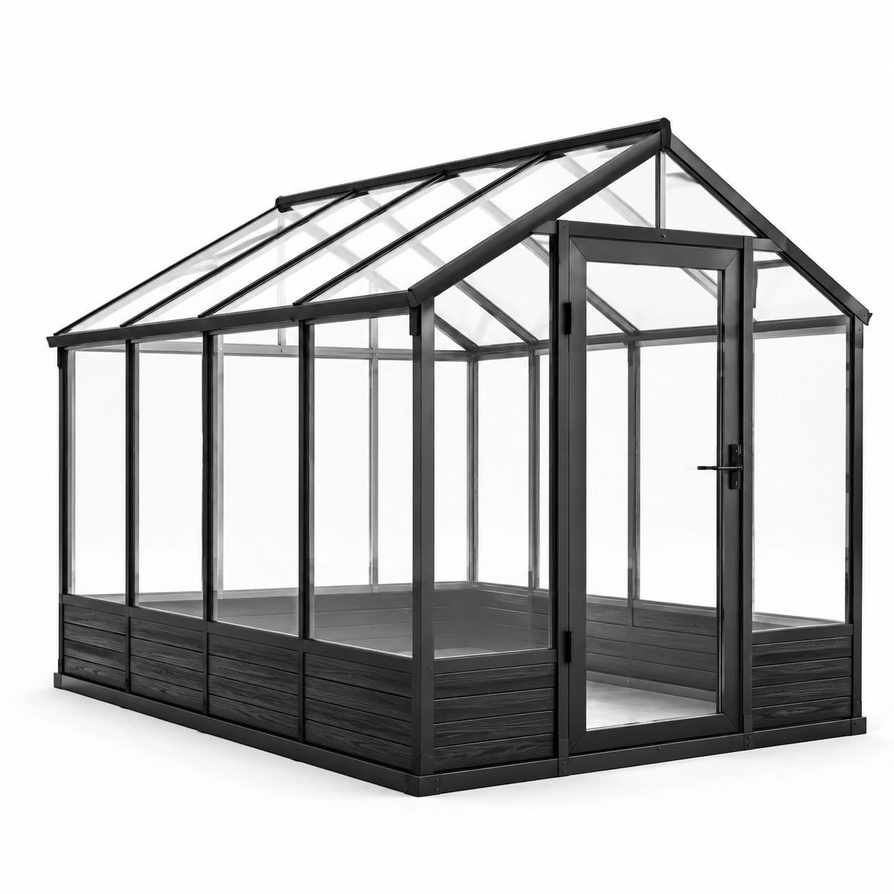Schwarzes Gewächshaus aus Aluminium mit Polycarbonatpaneelen