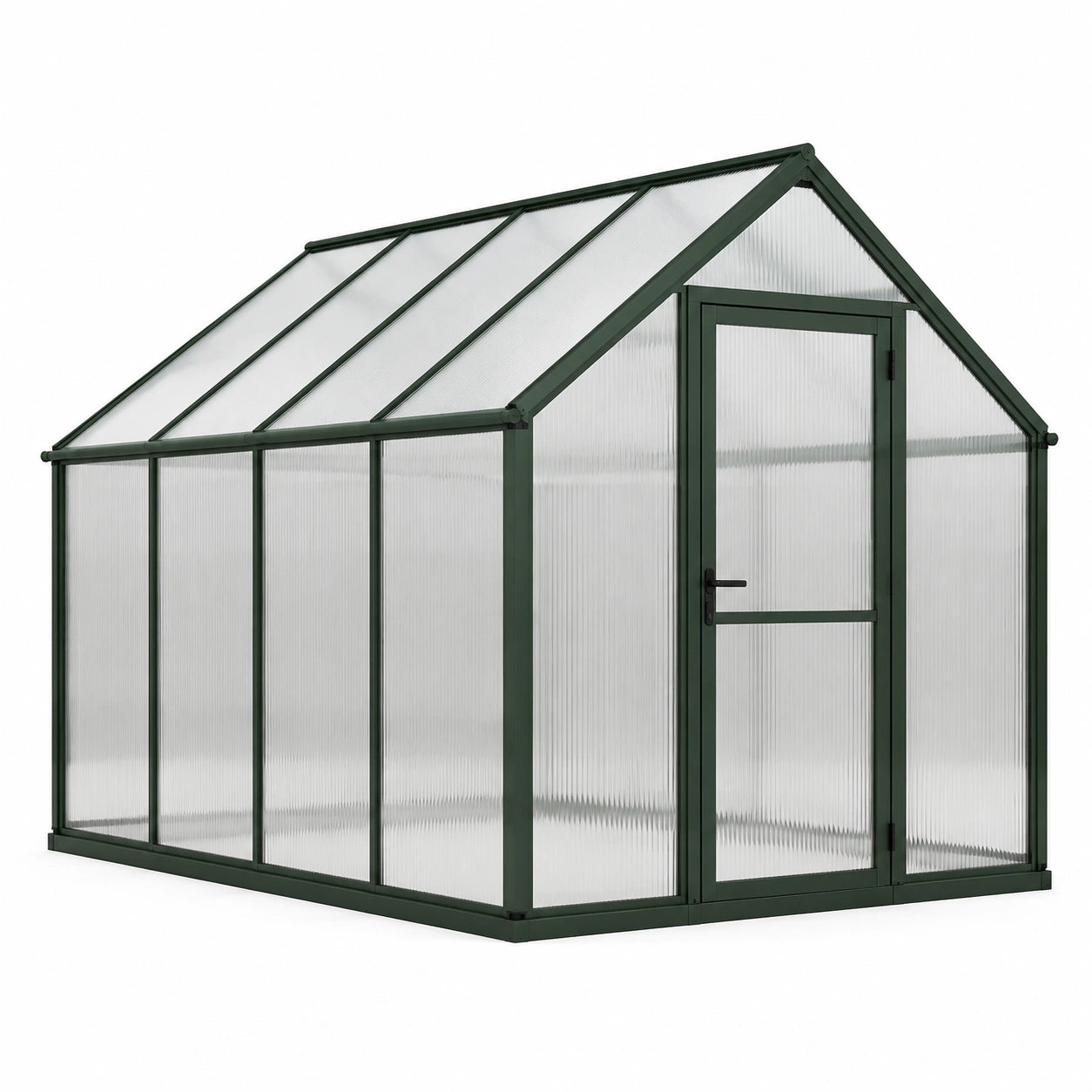 Aluminium Gewächshaus mit Polycarbonatplatten 250x190x195 cm Grün