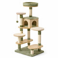 Katzenkratzbaum aus MDF mit Plüsch und Sisal, Grün/Beige, 120 cm