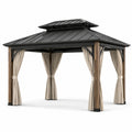 Gartenpavillon aus Stahl und Holz mit Polyester-Vorhängen