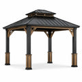 Metall-Holz Pavillon Schwarz/Braun 300cm x 300cm