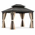 Pavillon aus Aluminium mit Vorhängen in Schwarz/Beige