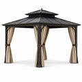 Pavillon aus Aluminium mit Polyester-Vorhängen 300x400 cm Schwarz Beige