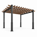 Rechteckige Pergola aus Aluminium und Hartholz, 300 cm x 300 cm x 240 cm