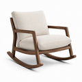 Schaukelstuhl aus Walnussholz mit Polyesterstoff in Beige